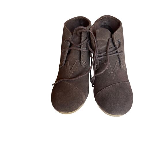 TOMS Desert Wedge Chocolate Brown Suede Size 9 - Picture 1 of 5